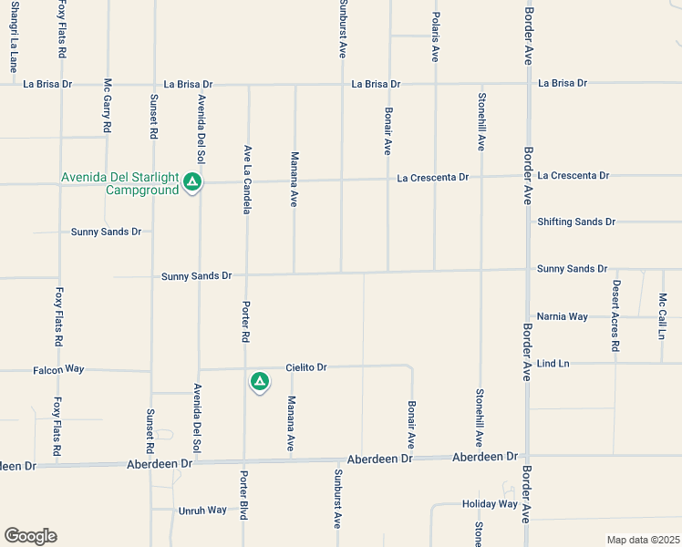map of restaurants, bars, coffee shops, grocery stores, and more near Sunny Sands Drive in Joshua Tree