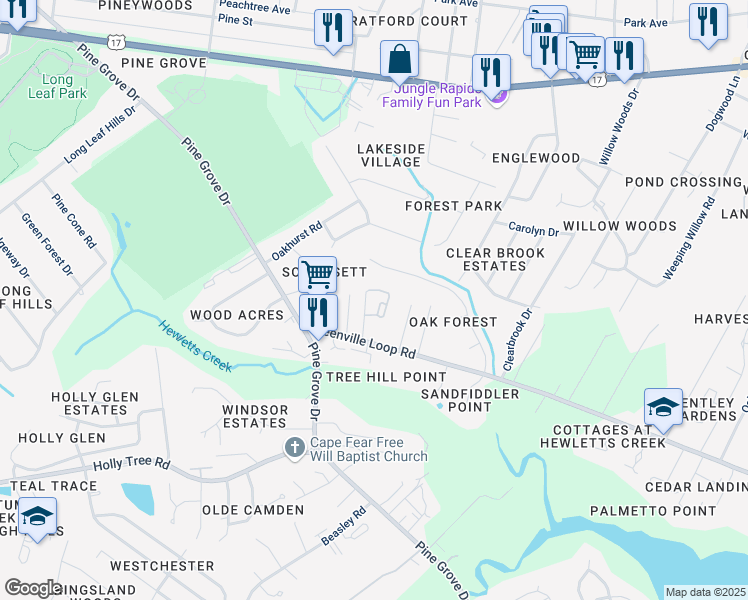 map of restaurants, bars, coffee shops, grocery stores, and more near 2412 Grenoble Lane in Wilmington