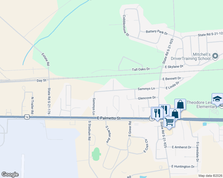 map of restaurants, bars, coffee shops, grocery stores, and more near 201 Hudson Drive in Florence