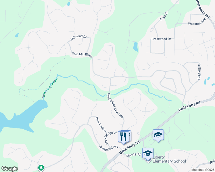 map of restaurants, bars, coffee shops, grocery stores, and more near 145 Gold Bridge Crossing in Canton