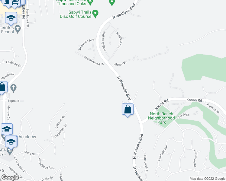 map of restaurants, bars, coffee shops, grocery stores, and more near 3855 Brunston Court in Westlake Village