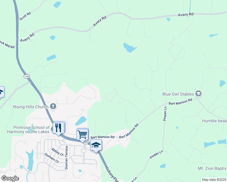 map of restaurants, bars, coffee shops, grocery stores, and more near 133 Prescott Manor Drive in Canton