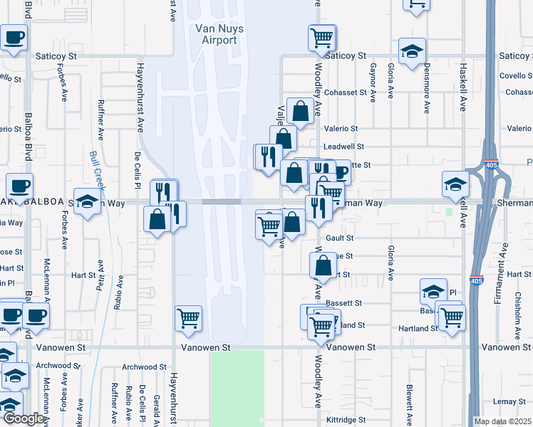 map of restaurants, bars, coffee shops, grocery stores, and more near in Los Angeles