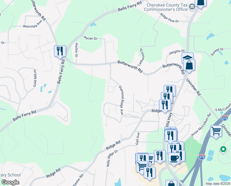 map of restaurants, bars, coffee shops, grocery stores, and more near 838 Topaz Valley in Canton