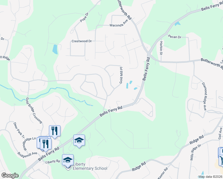 map of restaurants, bars, coffee shops, grocery stores, and more near 201 Gold Valley Crossing in Canton