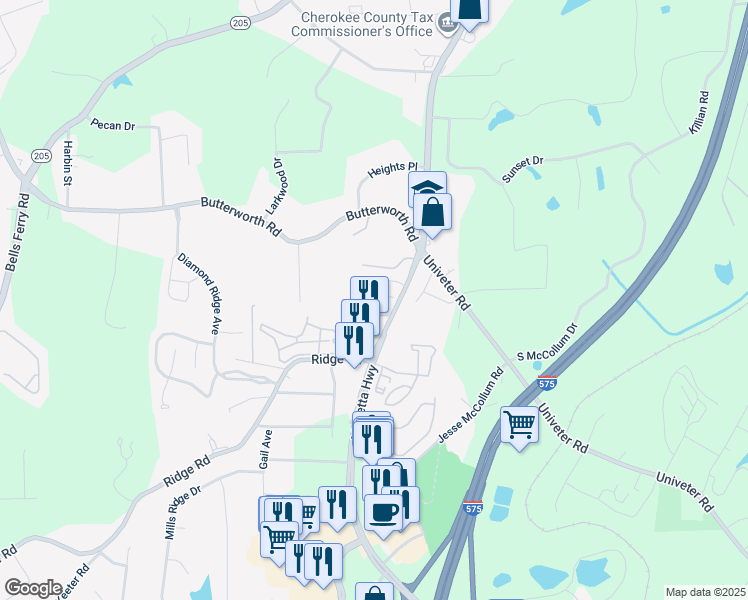 map of restaurants, bars, coffee shops, grocery stores, and more near 950 Goodwin Road in Canton