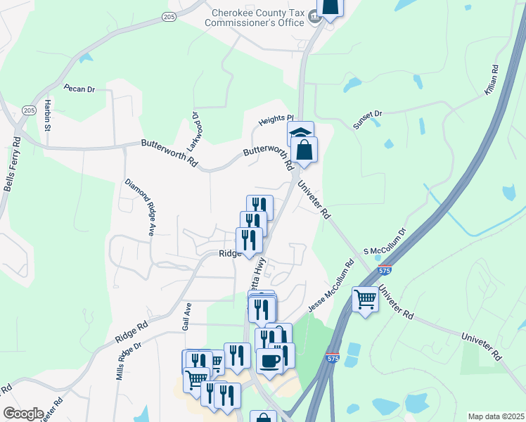 map of restaurants, bars, coffee shops, grocery stores, and more near 950 Goodwin Road in Canton