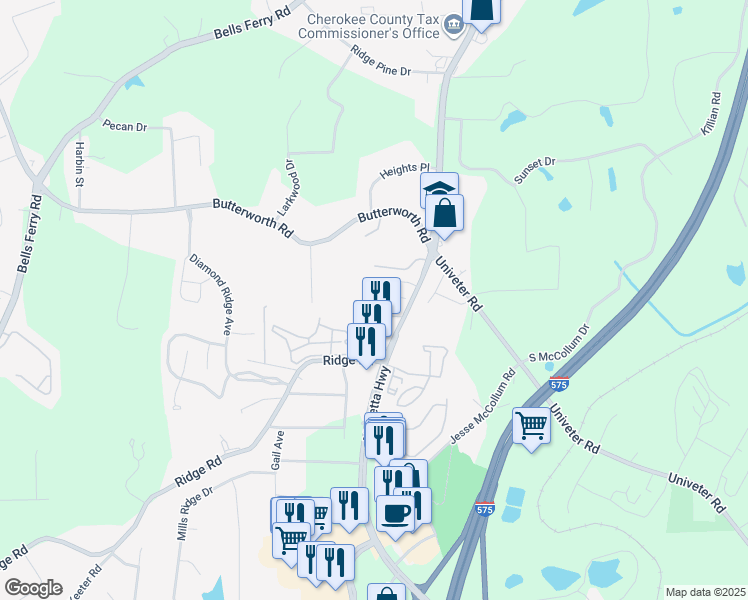 map of restaurants, bars, coffee shops, grocery stores, and more near 950 Goodwin Road in Canton