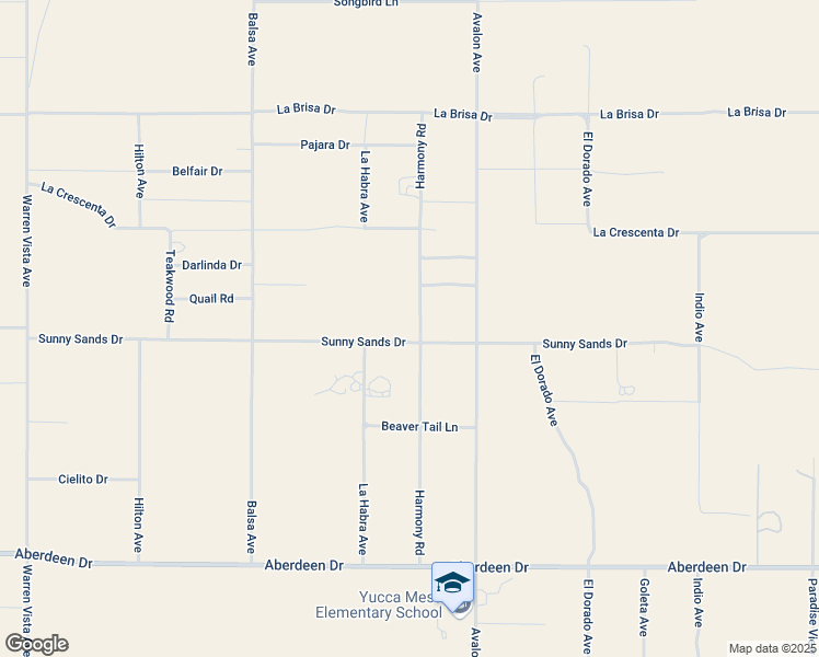 map of restaurants, bars, coffee shops, grocery stores, and more near 58382 Sunny Sands Drive in Yucca Valley