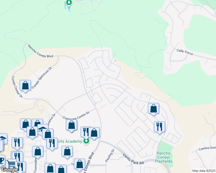 map of restaurants, bars, coffee shops, grocery stores, and more near 1941 Brush Oak Court in Thousand Oaks