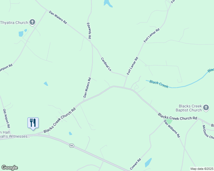 map of restaurants, bars, coffee shops, grocery stores, and more near 759 Blacks Creek Church Road in Commerce