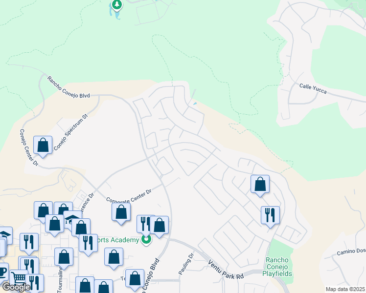 map of restaurants, bars, coffee shops, grocery stores, and more near 1941 Brush Oak Court in Thousand Oaks