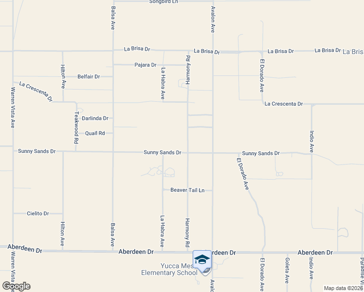 map of restaurants, bars, coffee shops, grocery stores, and more near 58382 Sunny Sands Drive in Yucca Valley