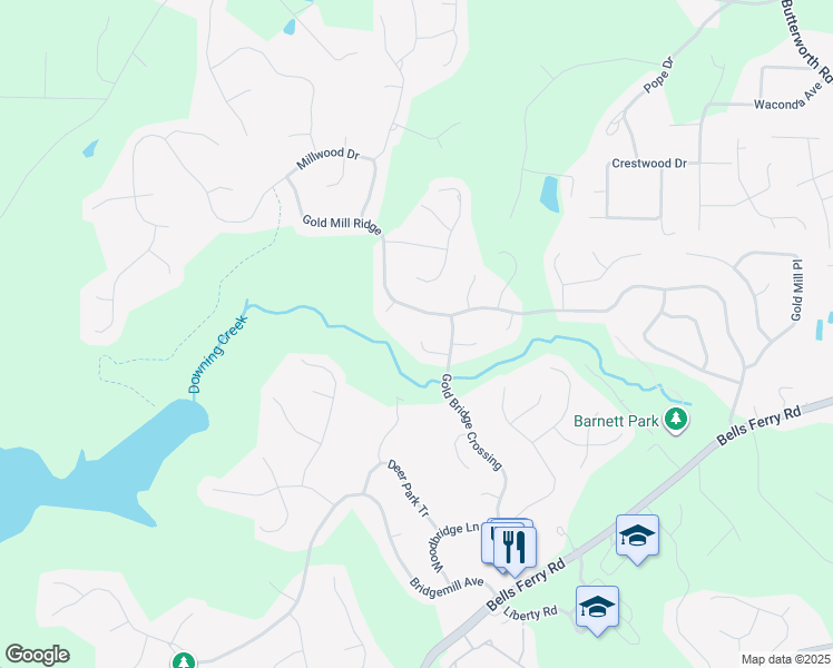 map of restaurants, bars, coffee shops, grocery stores, and more near 408 New Fern Lane in Canton