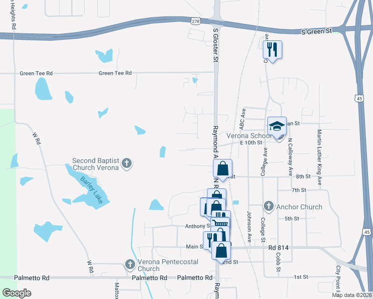 map of restaurants, bars, coffee shops, grocery stores, and more near 4913 M and K Drive in Verona