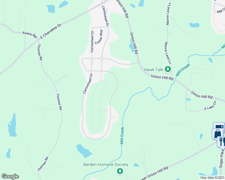 map of restaurants, bars, coffee shops, grocery stores, and more near 449 Carmichael Circle in Canton
