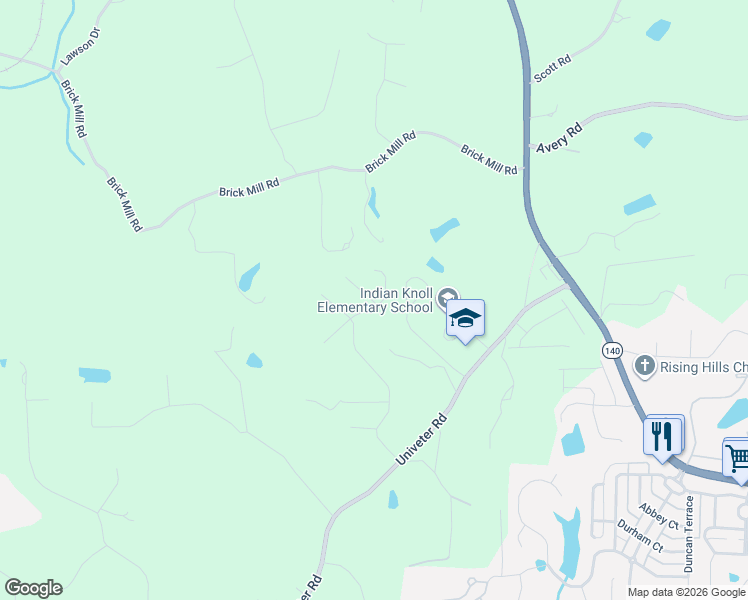 map of restaurants, bars, coffee shops, grocery stores, and more near 2250 Brick Mill Road in Canton