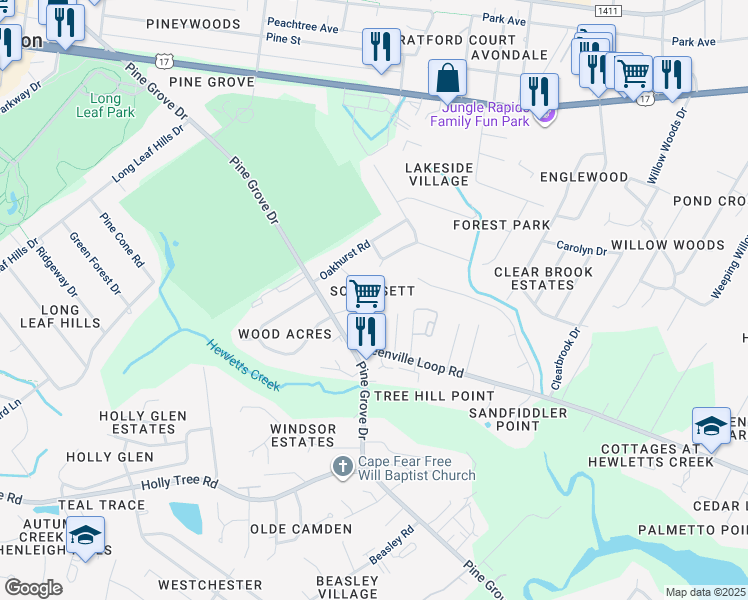 map of restaurants, bars, coffee shops, grocery stores, and more near 5136 Somersett Lane in Wilmington