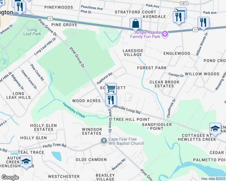 map of restaurants, bars, coffee shops, grocery stores, and more near 5136 Somersett Lane in Wilmington