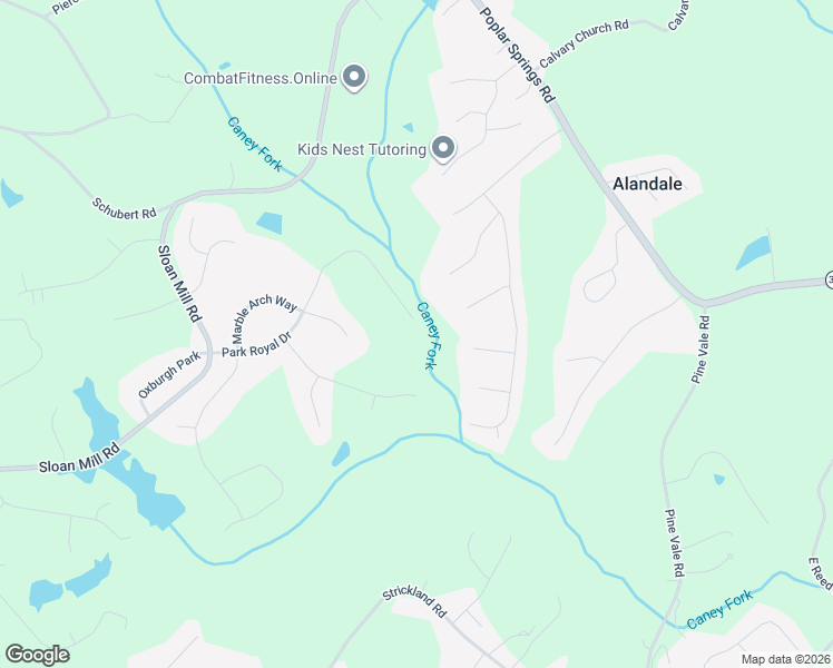 map of restaurants, bars, coffee shops, grocery stores, and more near 4474 Park Royal Drive in Flowery Branch