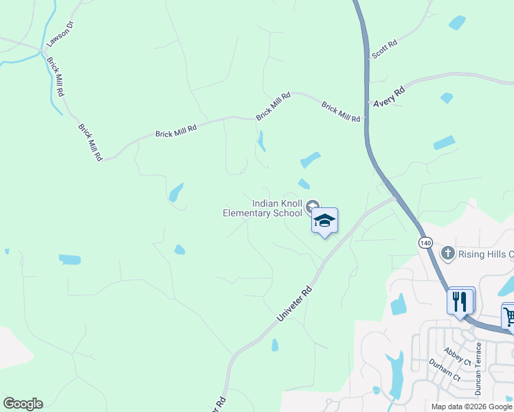 map of restaurants, bars, coffee shops, grocery stores, and more near 2250 Brick Mill Road in Canton