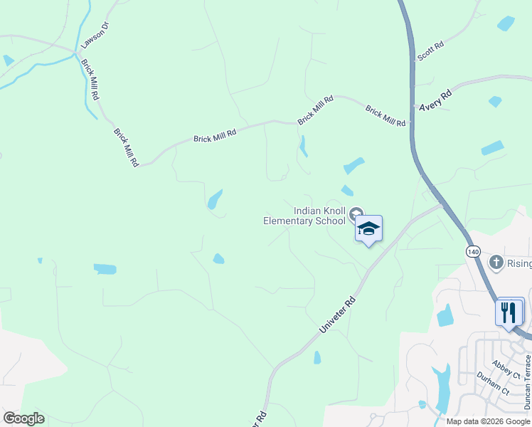 map of restaurants, bars, coffee shops, grocery stores, and more near 2250 Brick Mill Road in Canton