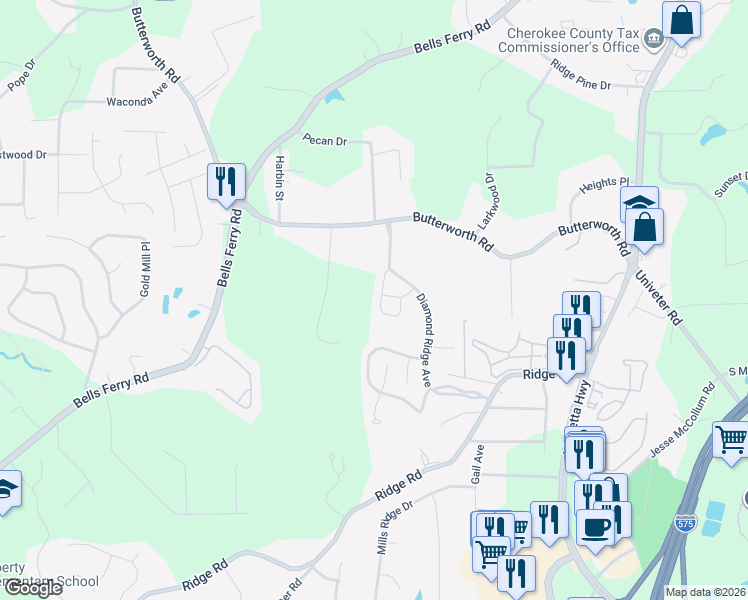 map of restaurants, bars, coffee shops, grocery stores, and more near 816 Topaz Valley in Canton