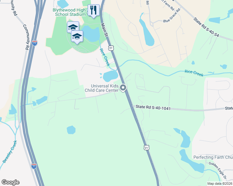 map of restaurants, bars, coffee shops, grocery stores, and more near 1005 North Firetower Road in Blythewood
