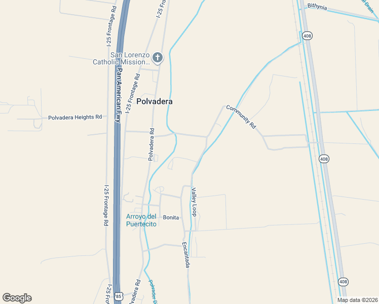 map of restaurants, bars, coffee shops, grocery stores, and more near 23 Community Road in Polvadera