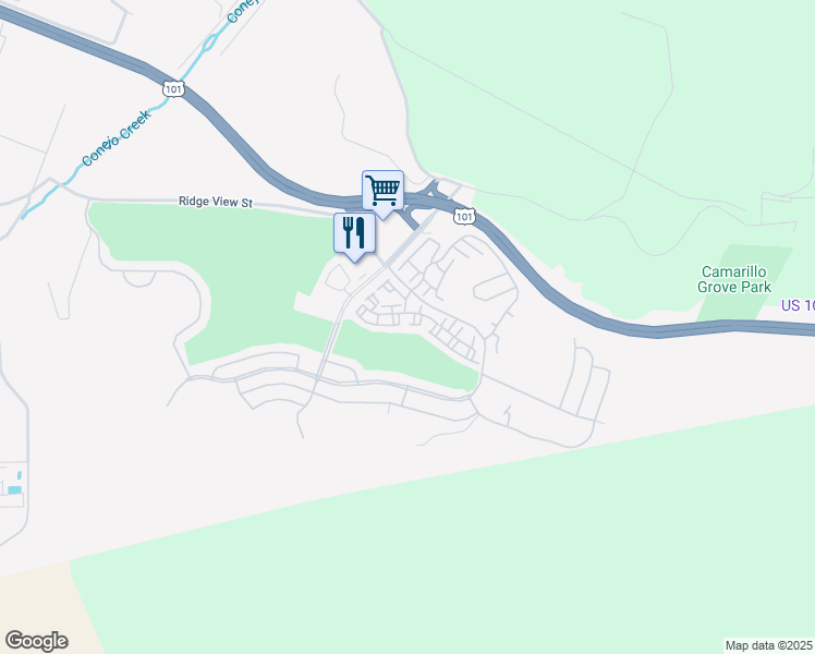 map of restaurants, bars, coffee shops, grocery stores, and more near 6104 Paseo Encantada in Camarillo