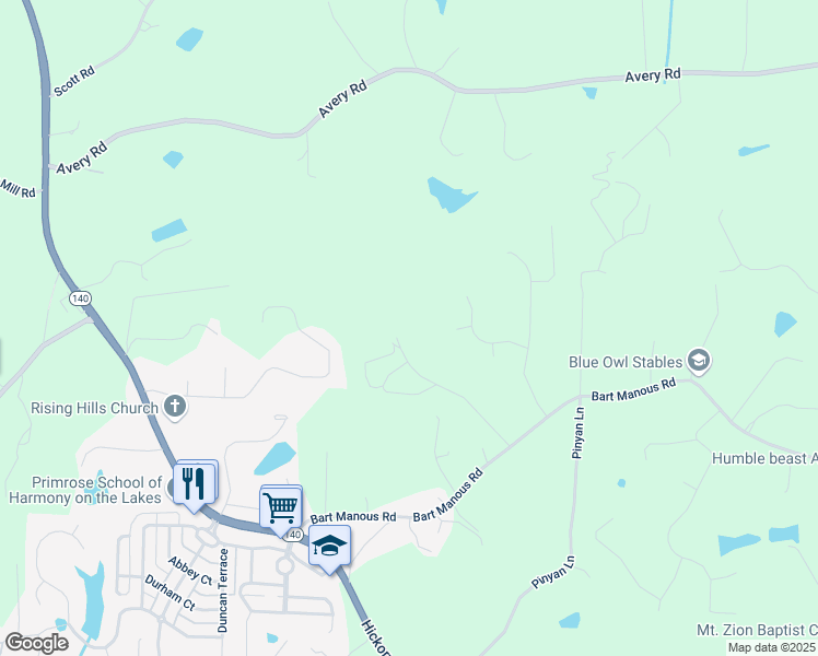 map of restaurants, bars, coffee shops, grocery stores, and more near 128 Prescott Manor Drive in Canton