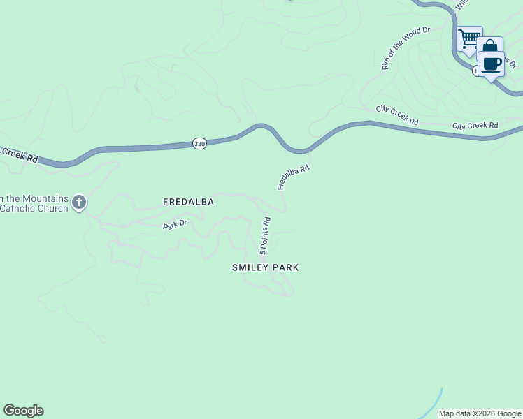 map of restaurants, bars, coffee shops, grocery stores, and more near 4 Winding Way in Running Springs