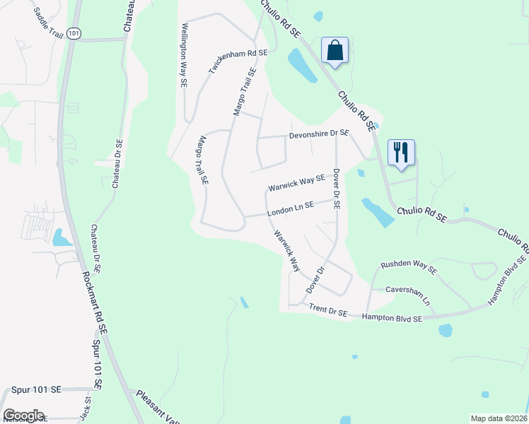map of restaurants, bars, coffee shops, grocery stores, and more near 3 Warwick Way Southeast in Rome