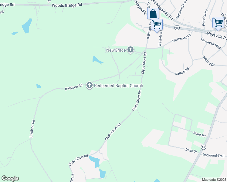 map of restaurants, bars, coffee shops, grocery stores, and more near 551 B Wilson Road in Commerce