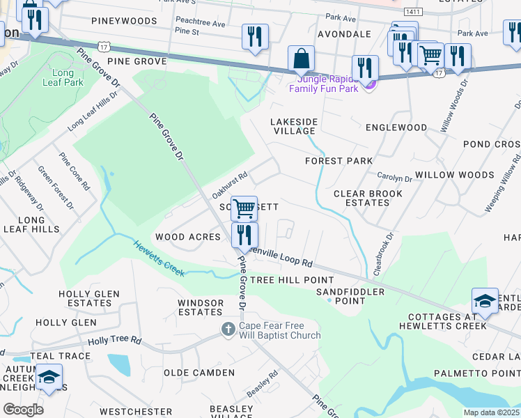 map of restaurants, bars, coffee shops, grocery stores, and more near 5152 Somerset Lane in Wilmington