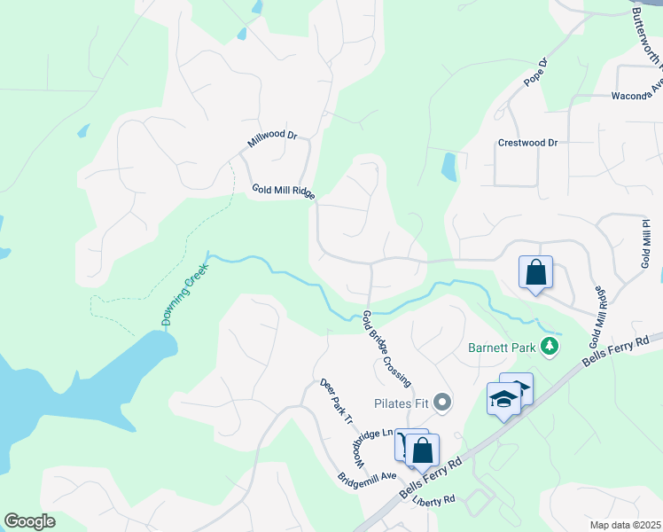 map of restaurants, bars, coffee shops, grocery stores, and more near 4115 Gold Mill Ridge in Canton