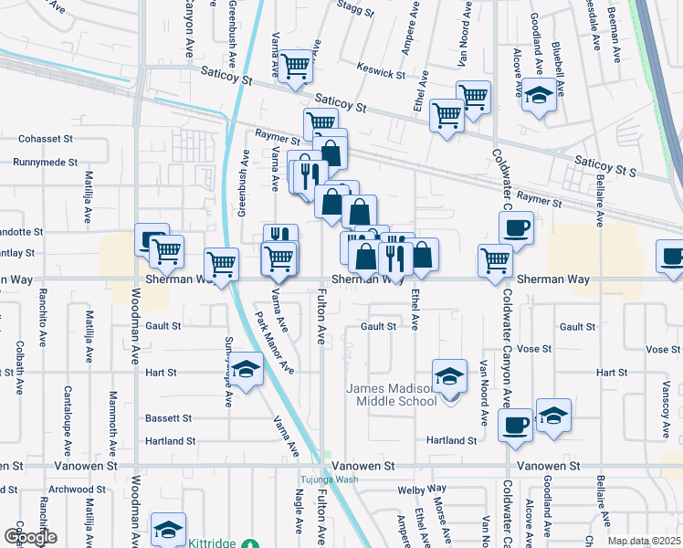 map of restaurants, bars, coffee shops, grocery stores, and more near in Los Angeles