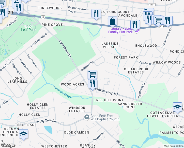 map of restaurants, bars, coffee shops, grocery stores, and more near 5131 Somersett Lane in Wilmington