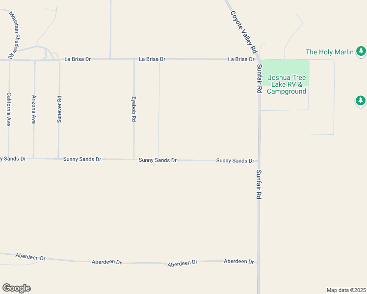 map of restaurants, bars, coffee shops, grocery stores, and more near Sunny Sands Drive in Joshua Tree