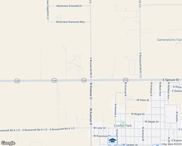 map of restaurants, bars, coffee shops, grocery stores, and more near 392 South Roosevelt Road South in Portales