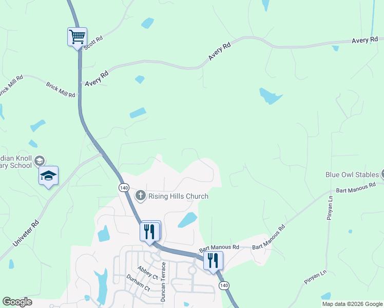 map of restaurants, bars, coffee shops, grocery stores, and more near 270 Orchard Drive in Canton