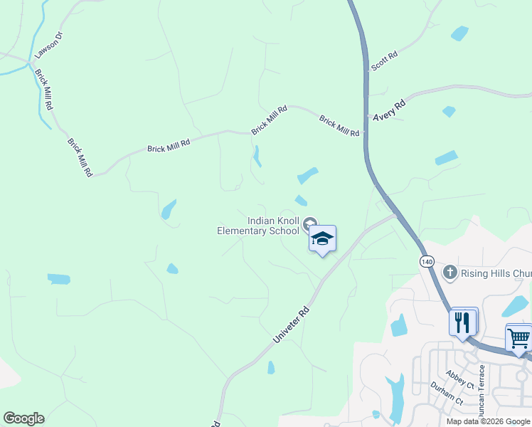 map of restaurants, bars, coffee shops, grocery stores, and more near 2250 Brick Mill Road in Canton