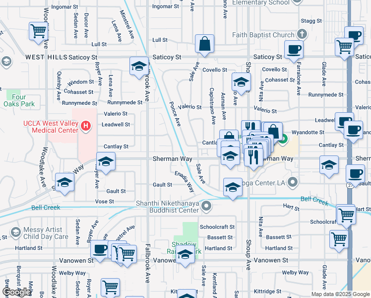 map of restaurants, bars, coffee shops, grocery stores, and more near 7229 Ponce Avenue in Los Angeles