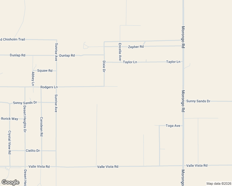 map of restaurants, bars, coffee shops, grocery stores, and more near el Sando Road in Twentynine Palms