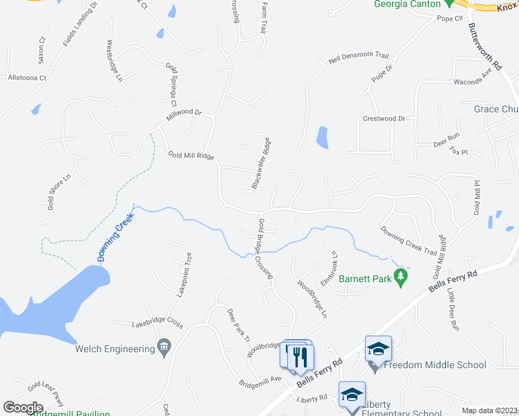 map of restaurants, bars, coffee shops, grocery stores, and more near 4108 Gold Mill Ridge in Canton