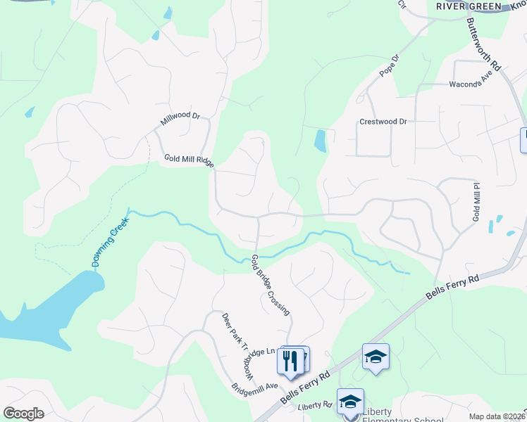 map of restaurants, bars, coffee shops, grocery stores, and more near 301 Gold Mill Tr in Canton