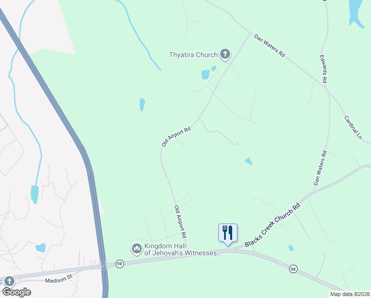 map of restaurants, bars, coffee shops, grocery stores, and more near 642 Old Airport Road in Commerce