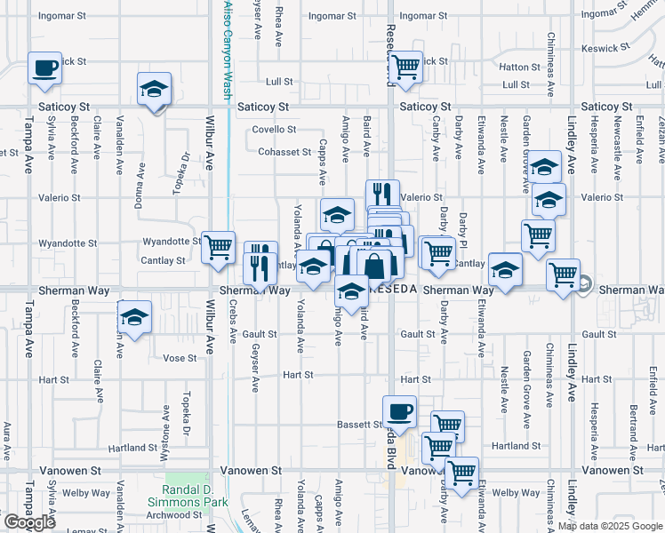 map of restaurants, bars, coffee shops, grocery stores, and more near in Los Angeles