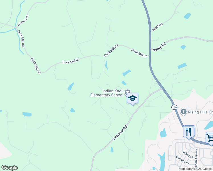 map of restaurants, bars, coffee shops, grocery stores, and more near 2250 Brick Mill Road in Canton