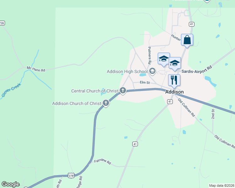 map of restaurants, bars, coffee shops, grocery stores, and more near 175 Highland Street in Addison